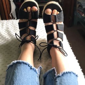 Lace up wedges